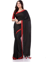 Thumbnail for Desh Bidesh Woven Handloom Handloom Pure Cotton Saree (Black) - Distacart