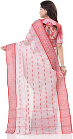 Thumbnail for Desh Bidesh Woven Handloom Handloom Pure Cotton Saree (White) - Distacart
