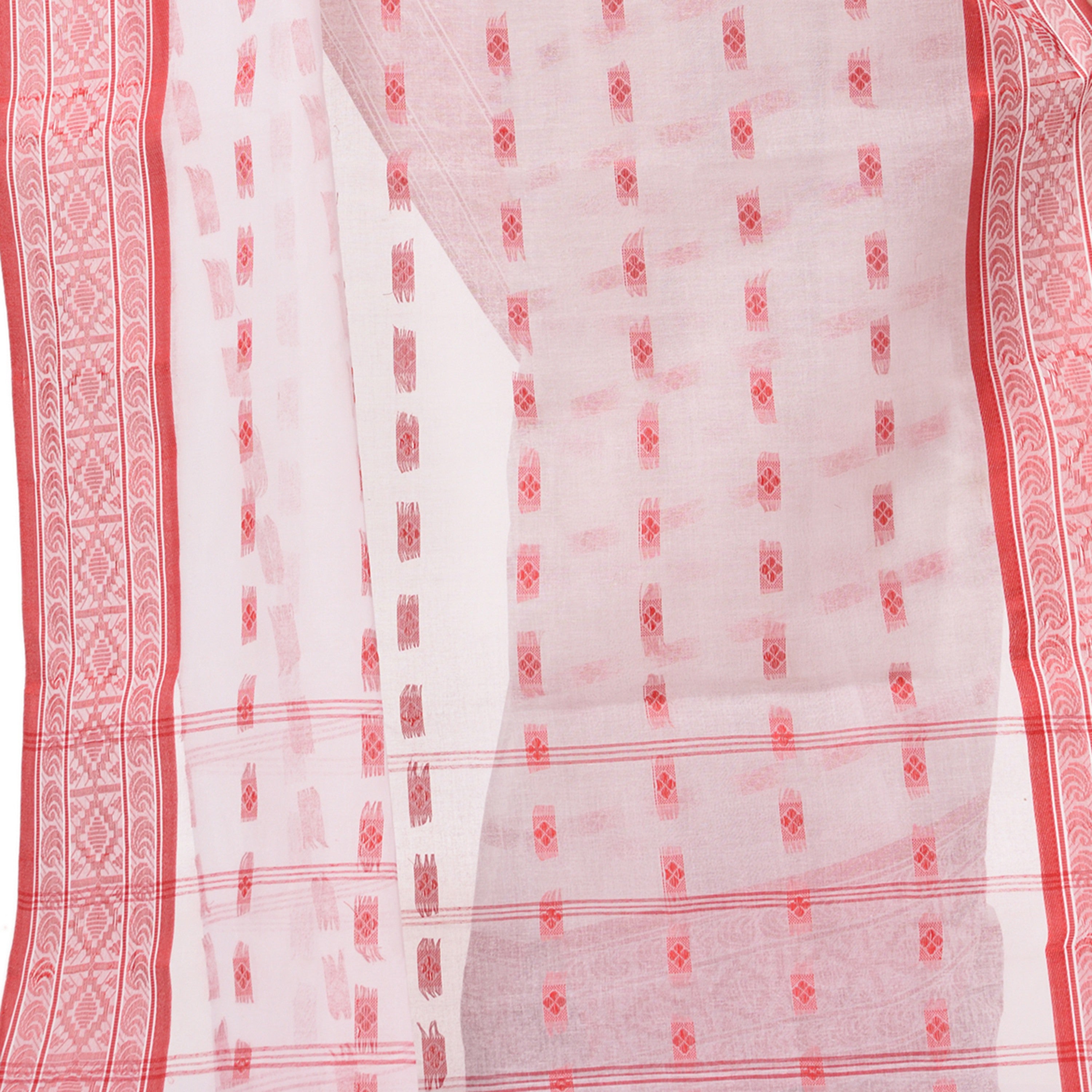 Desh Bidesh Woven Handloom Handloom Pure Cotton Saree (White) - Distacart