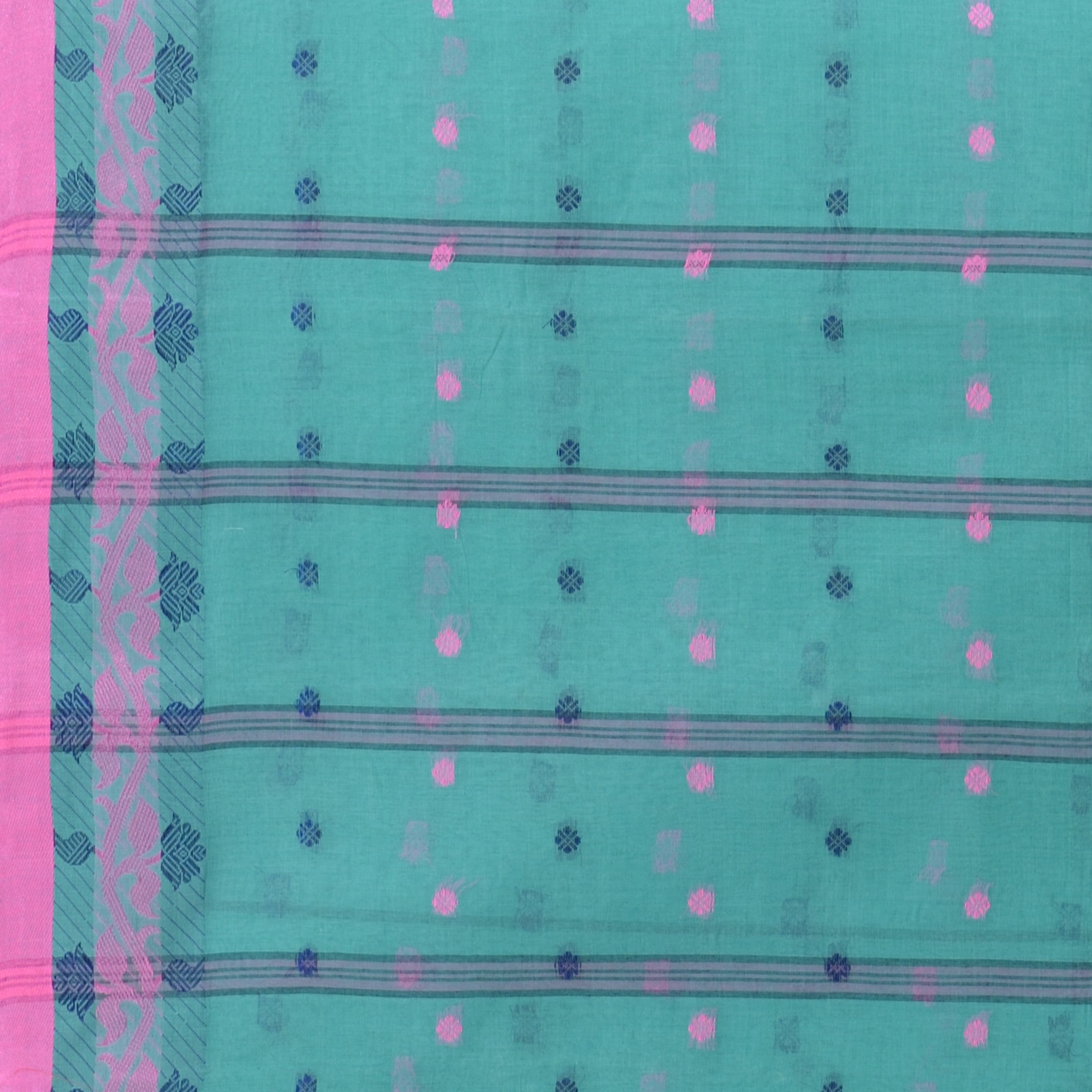 Desh Bidesh Woven Handloom Pure Cotton Saree (Light Blue) - Distacart