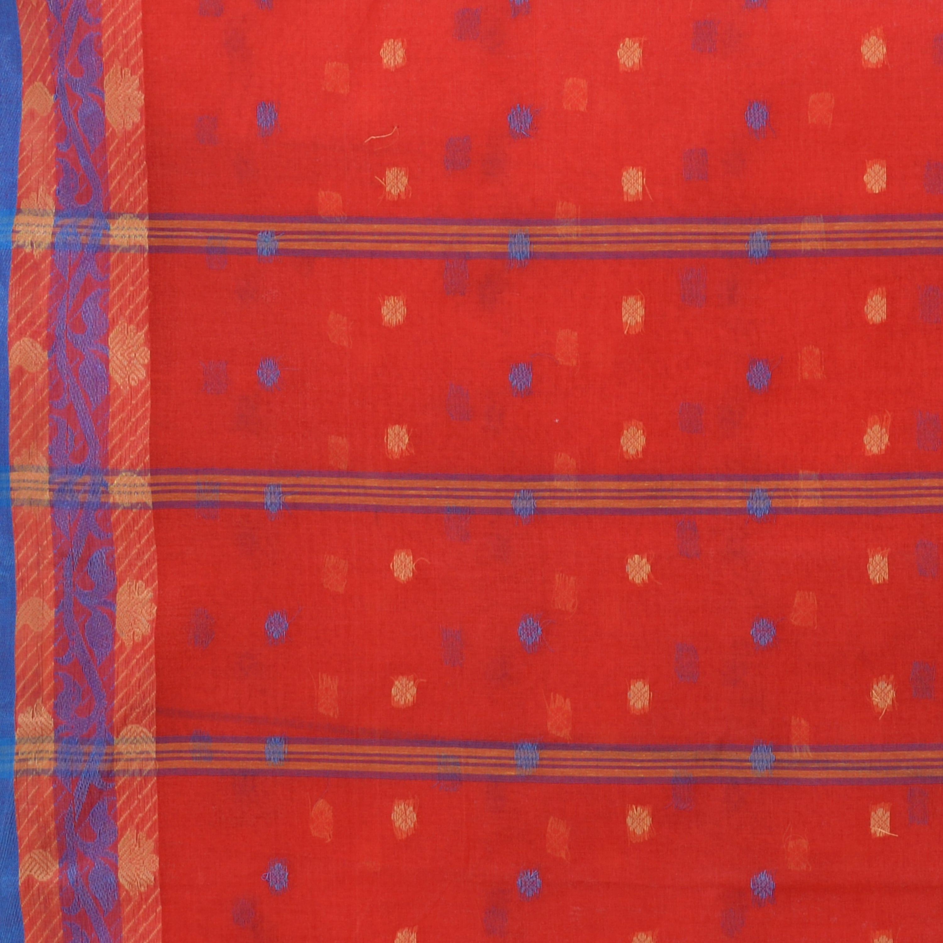 Desh Bidesh Woven Handloom Pure Cotton Saree (Orange) - Distacart