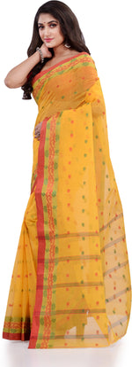Thumbnail for Desh Bidesh Woven Handloom Pure Cotton Saree (Yellow) - Distacart