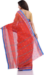 Thumbnail for Desh Bidesh Woven Handloom Pure Cotton Saree (Orange) - Distacart