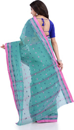 Thumbnail for Desh Bidesh Woven Handloom Pure Cotton Saree (Light Blue) - Distacart