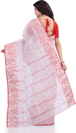 Thumbnail for Desh Bidesh Woven Handloom Pure Cotton Saree (White) - Distacart