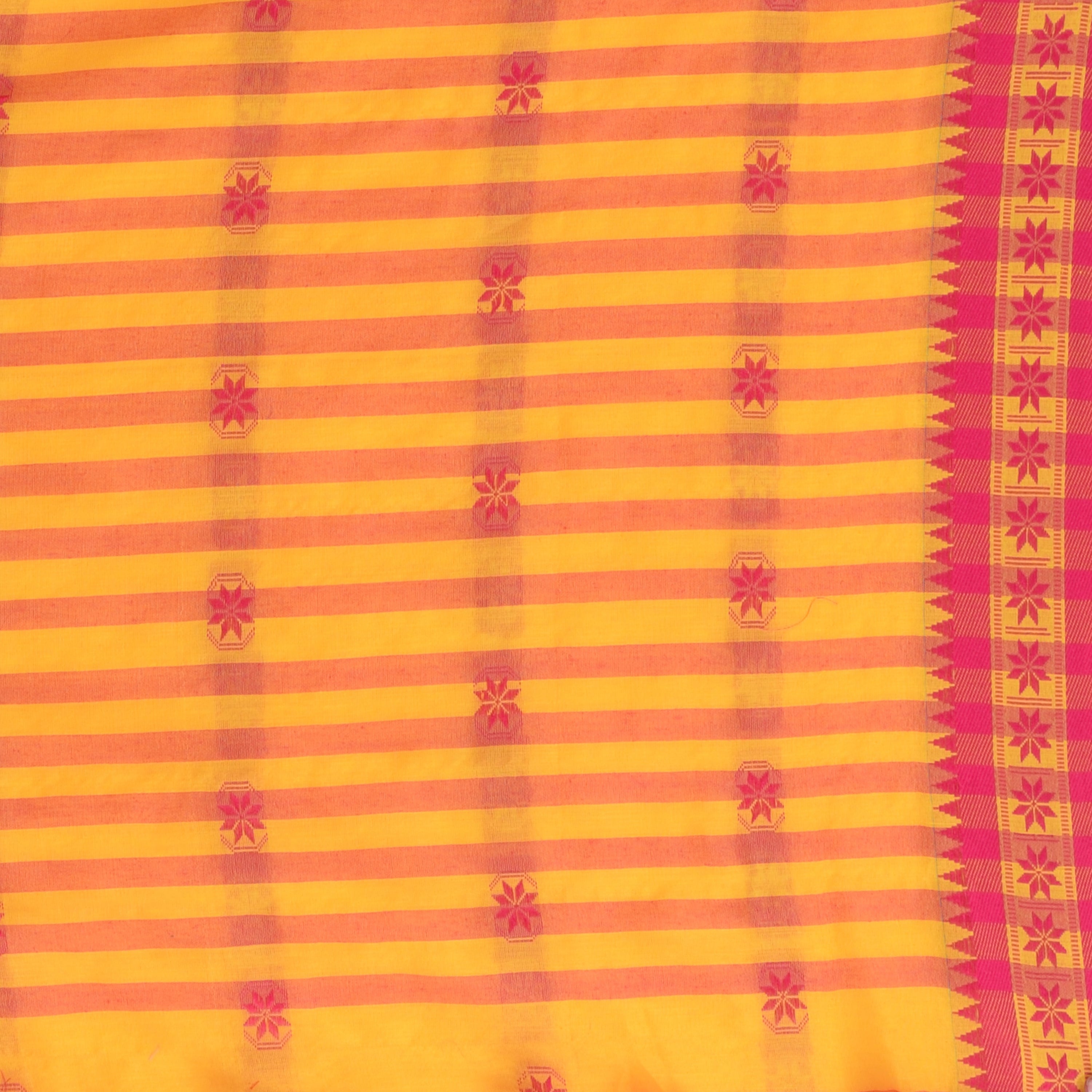 Desh Bidesh Woven Handloom Pure Cotton Saree (Yellow) - Distacart