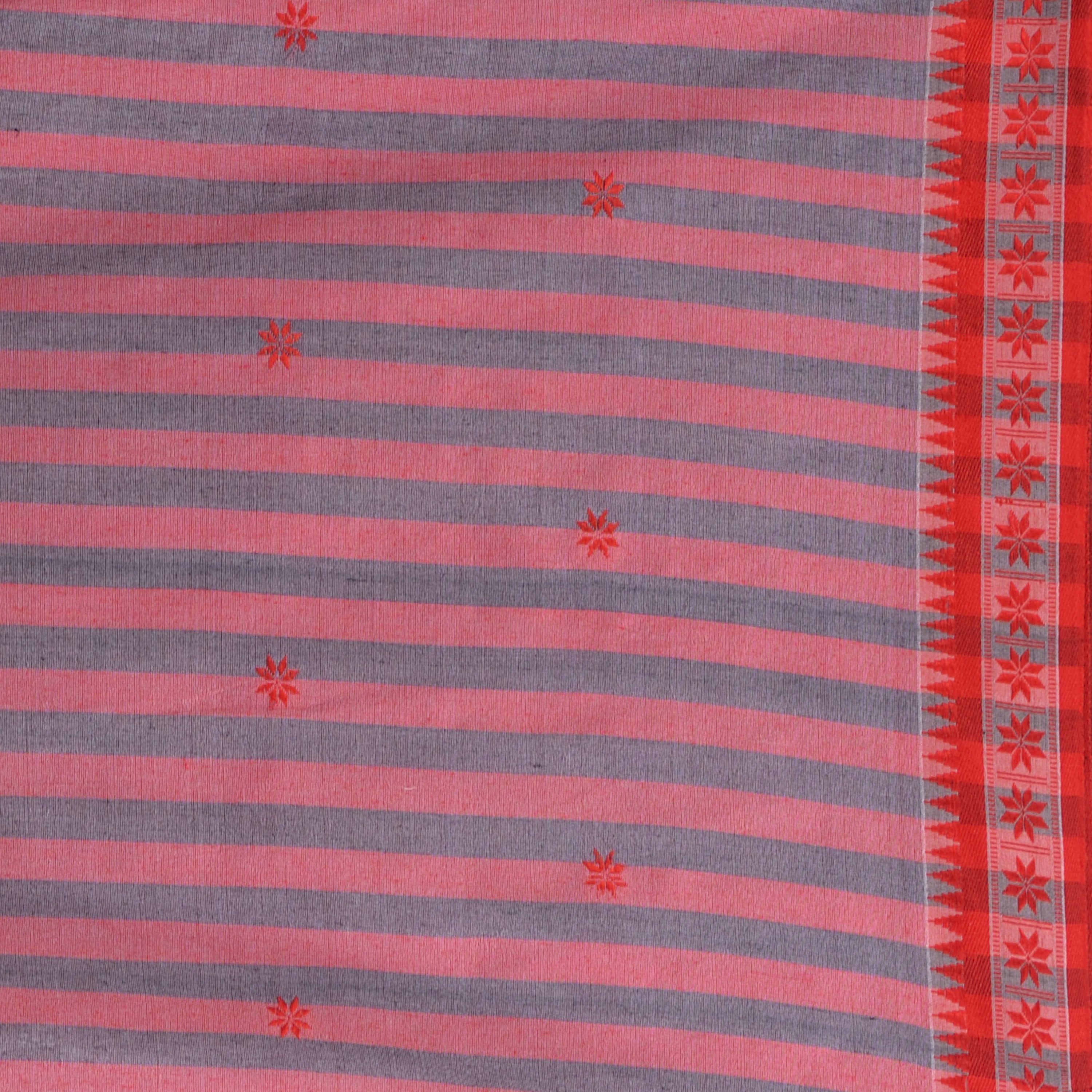 Desh Bidesh Woven Handloom Pure Cotton Saree (Grey) - Distacart