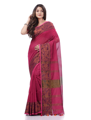 Desh Bidesh Printed Handloom Pure Cotton Saree (Pink) - Distacart