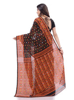 Thumbnail for Desh Bidesh Woven Handloom Pure Cotton Saree (Black) - Distacart