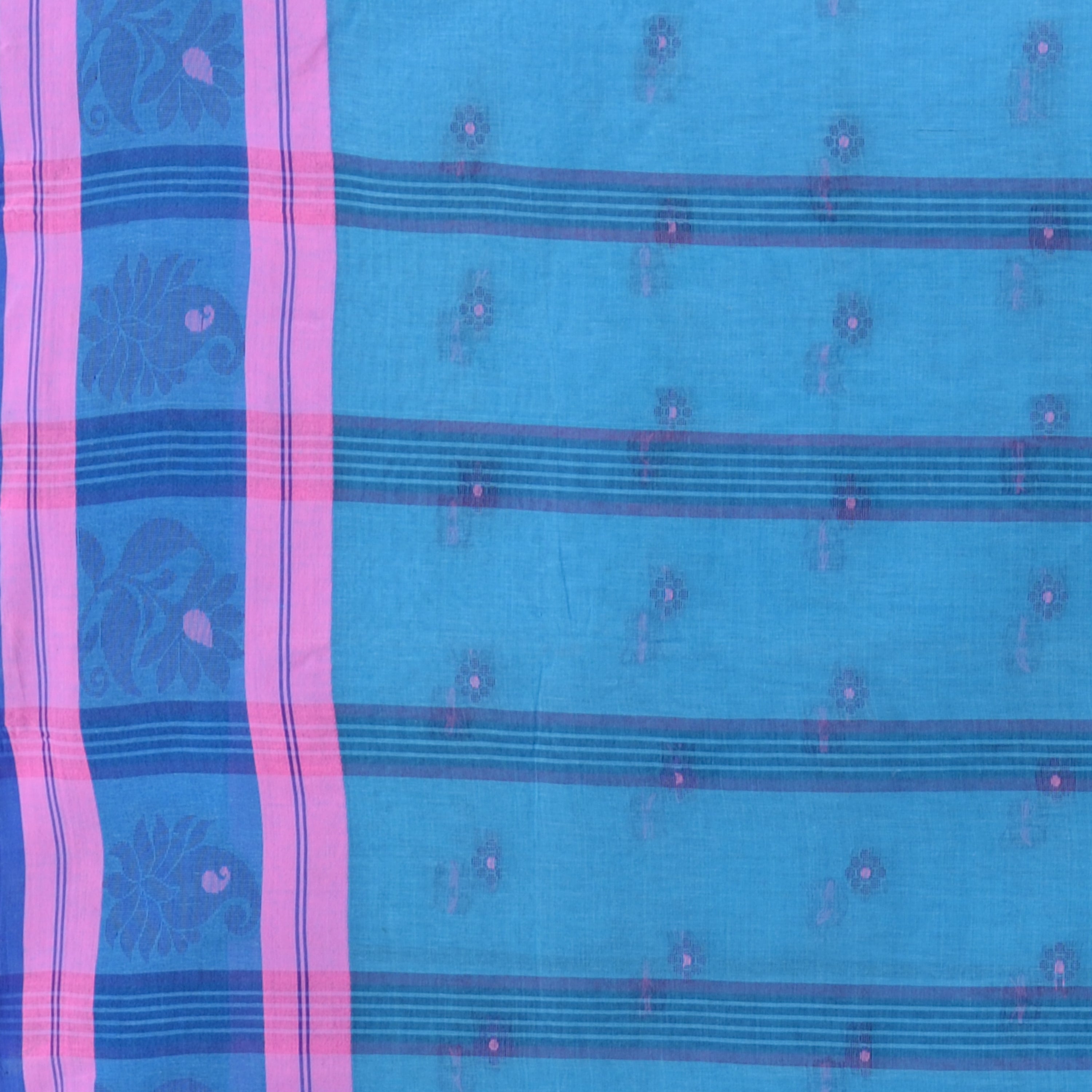 Desh Bidesh Woven Handloom Pure Cotton Saree (Blue) - Distacart