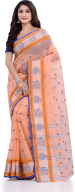 Thumbnail for Desh Bidesh Woven Handloom Pure Cotton Saree (Beige) - Distacart