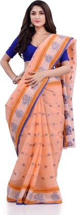 Thumbnail for Desh Bidesh Woven Handloom Pure Cotton Saree (Beige) - Distacart