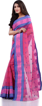 Thumbnail for Desh Bidesh Woven Handloom Pure Cotton Saree (Pink) - Distacart