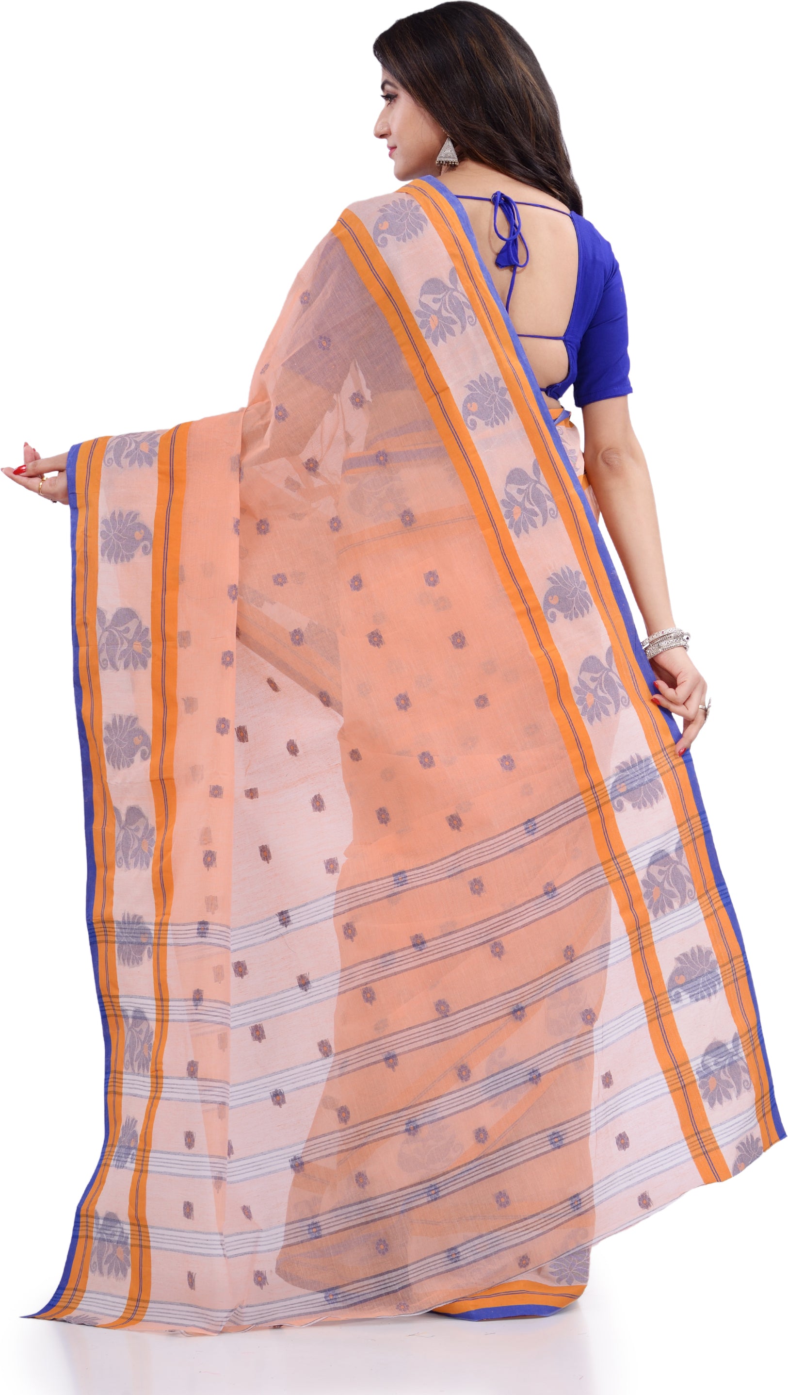 Desh Bidesh Woven Handloom Pure Cotton Saree (Beige) - Distacart