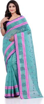 Thumbnail for Desh Bidesh Woven Handloom Pure Cotton Saree (Light Blue) - Distacart