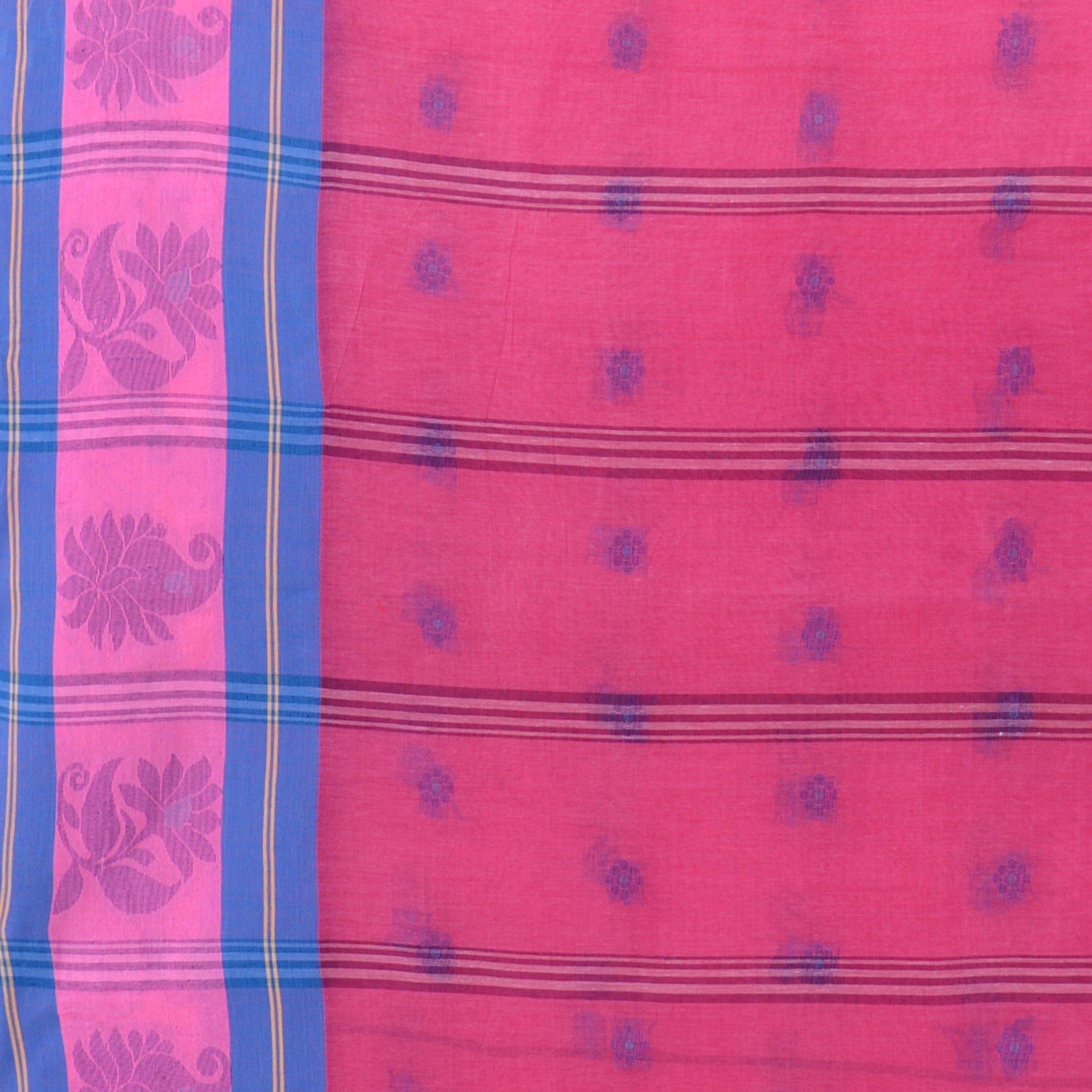 Desh Bidesh Woven Handloom Pure Cotton Saree (Pink) - Distacart