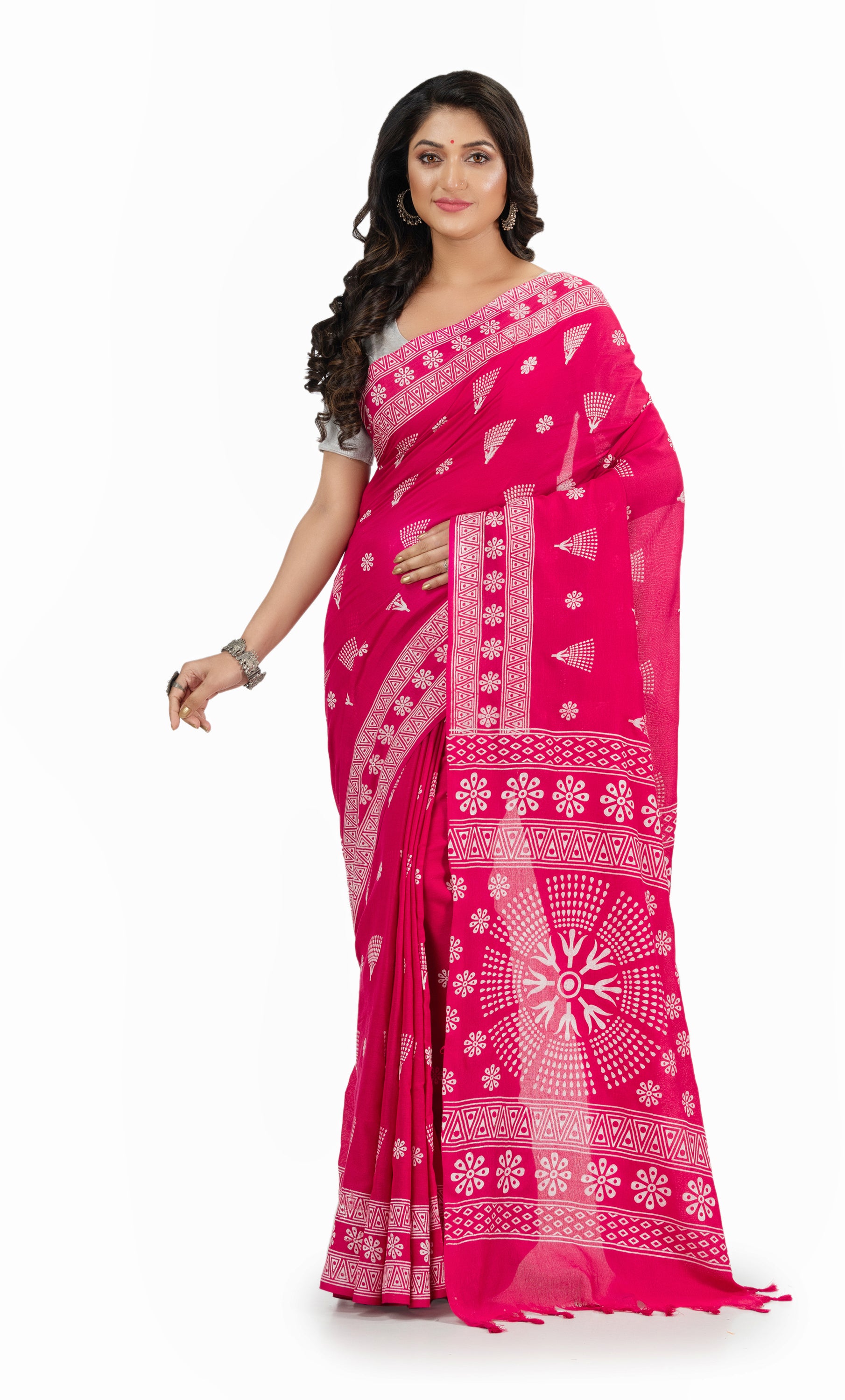 Desh Bidesh Woven Handloom Handloom Pure Cotton Saree (Pink) - Distacart