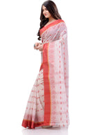 Thumbnail for Desh Bidesh Woven Handloom Handloom Pure Cotton Saree (Red) - Distacart