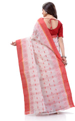 Thumbnail for Desh Bidesh Woven Handloom Handloom Pure Cotton Saree (Red) - Distacart