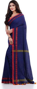 Thumbnail for Desh Bidesh Woven Handloom Pure Cotton Saree (Dark Blue) - Distacart
