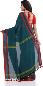 Thumbnail for Desh Bidesh Woven Handloom Pure Cotton Saree (Green) - Distacart
