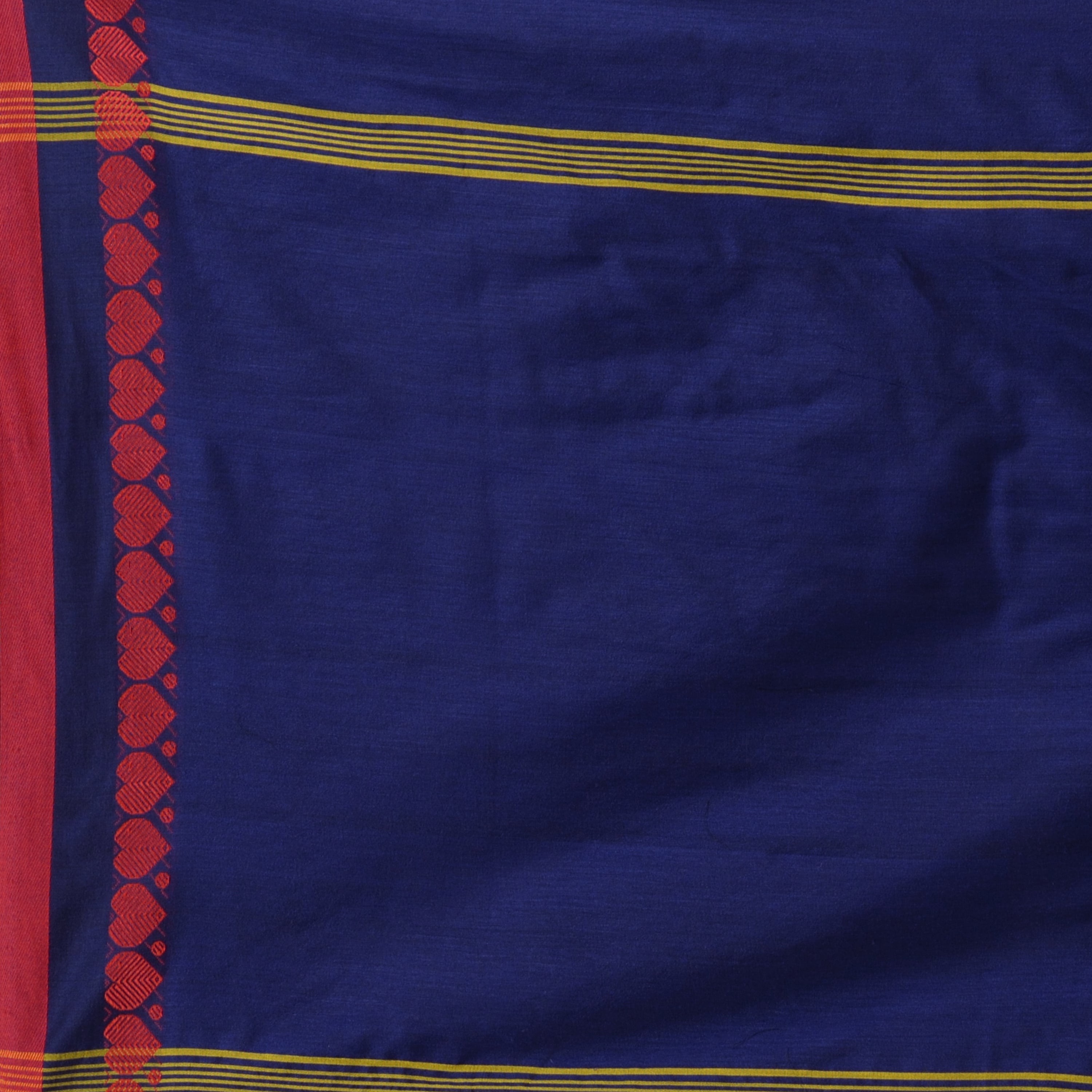 Desh Bidesh Woven Handloom Pure Cotton Saree (Dark Blue) - Distacart