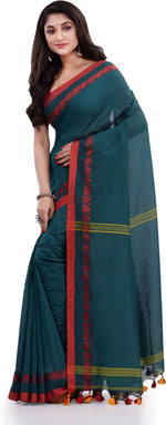 Thumbnail for Desh Bidesh Woven Handloom Pure Cotton Saree (Green) - Distacart