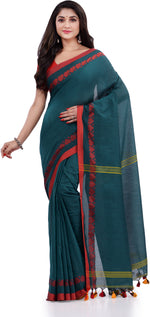 Thumbnail for Desh Bidesh Woven Handloom Pure Cotton Saree (Green) - Distacart