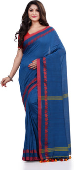 Thumbnail for Desh Bidesh Woven Handloom Pure Cotton Saree (Blue) - Distacart