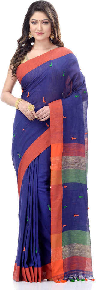Desh Bidesh Women's Traditional Bengali Tant Handloom Cotton Saree With Blouse Piece - Distacart