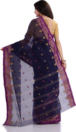 Thumbnail for Desh Bidesh Woven Handloom Pure Cotton Saree (Blue) - Distacart