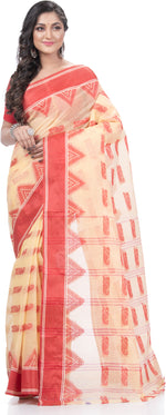 Thumbnail for Desh Bidesh Woven Handloom Handloom Pure Cotton Saree (White) - Distacart