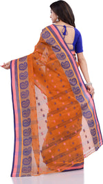 Thumbnail for Desh Bidesh Woven Handloom Pure Cotton Saree (Orange) - Distacart