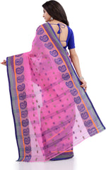 Thumbnail for Desh Bidesh Woven Handloom Pure Cotton Saree (Pink) - Distacart