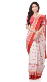 Thumbnail for Desh Bidesh Woven Tant Handloom Pure Cotton Saree (White) - Distacart