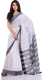 Thumbnail for Desh Bidesh Woven Handloom Pure Cotton Saree (Black) - Distacart