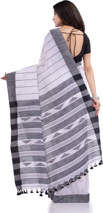 Thumbnail for Desh Bidesh Woven Handloom Pure Cotton Saree (Black) - Distacart