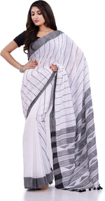 Thumbnail for Desh Bidesh Woven Handloom Pure Cotton Saree (Black) - Distacart
