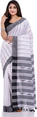 Thumbnail for Desh Bidesh Woven Handloom Pure Cotton Saree (Black) - Distacart