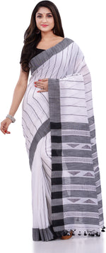 Thumbnail for Desh Bidesh Woven Handloom Pure Cotton Saree (Black) - Distacart