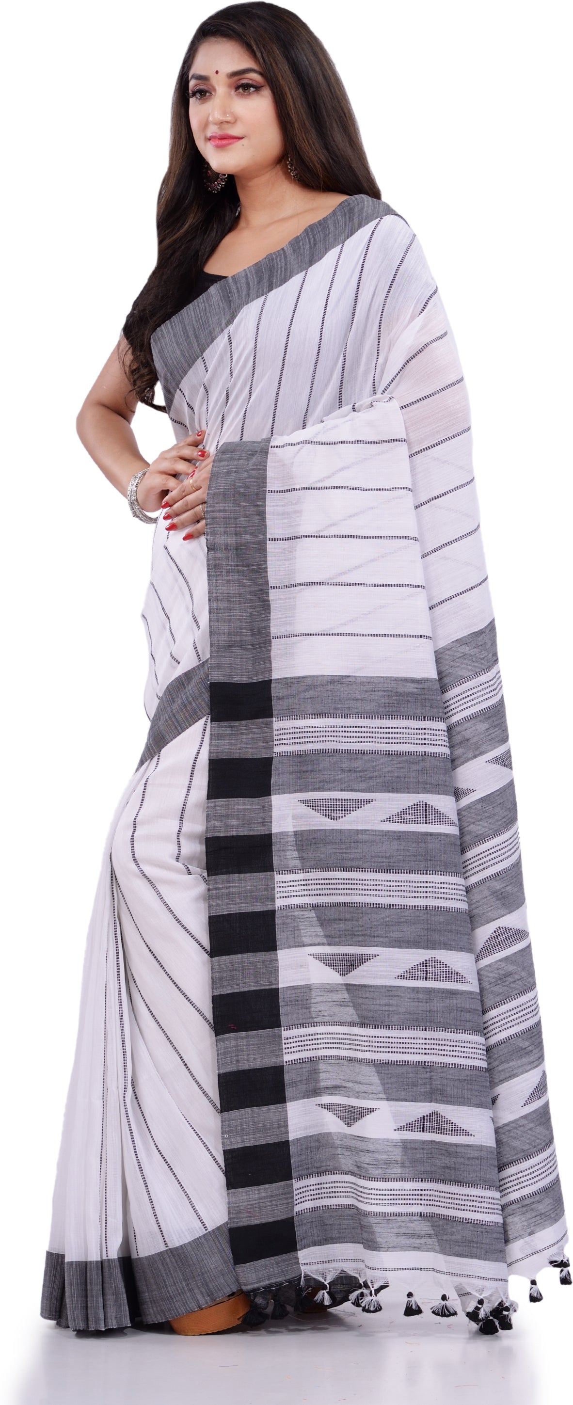 Desh Bidesh Woven Handloom Pure Cotton Saree (Black) - Distacart