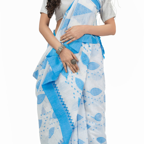 Desh Bidesh Woven Handloom Handloom Pure Cotton Saree (Blue) - Distacart
