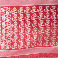 Thumbnail for Desh Bidesh Woven Jamdani Pure Cotton Saree (Red) - Distacart