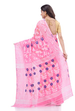 Thumbnail for Desh Bidesh Woven Handloom Pure Cotton Saree (Pink) - Distacart