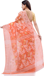 Thumbnail for Desh Bidesh Woven Handloom Pure Cotton Saree (Orange) - Distacart