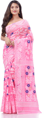 Thumbnail for Desh Bidesh Woven Handloom Pure Cotton Saree (Pink) - Distacart