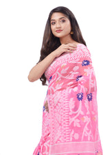 Thumbnail for Desh Bidesh Woven Handloom Pure Cotton Saree (Pink) - Distacart