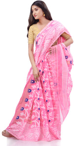 Thumbnail for Desh Bidesh Woven Handloom Pure Cotton Saree (Pink) - Distacart