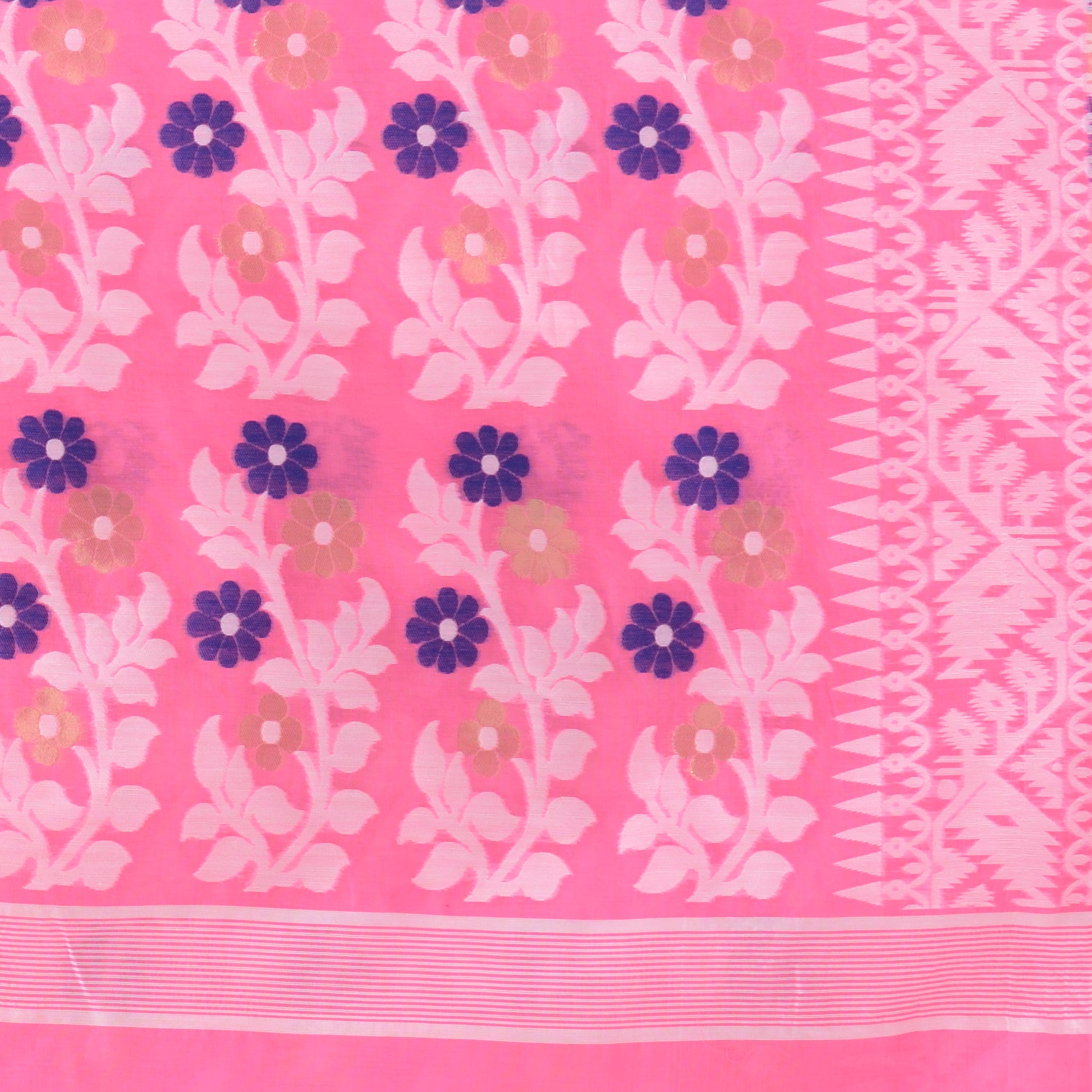 Desh Bidesh Woven Handloom Pure Cotton Saree (Pink) - Distacart