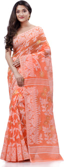 Thumbnail for Desh Bidesh Woven Handloom Pure Cotton Saree (Orange) - Distacart